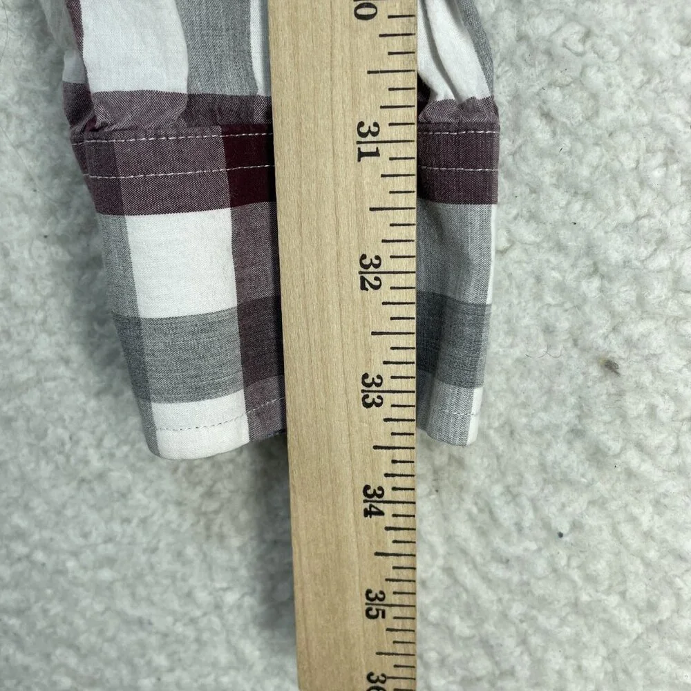 Banana Republic Shirt Mens Sz Large Red Gray Check Soft Wash Slim Fit Shirt